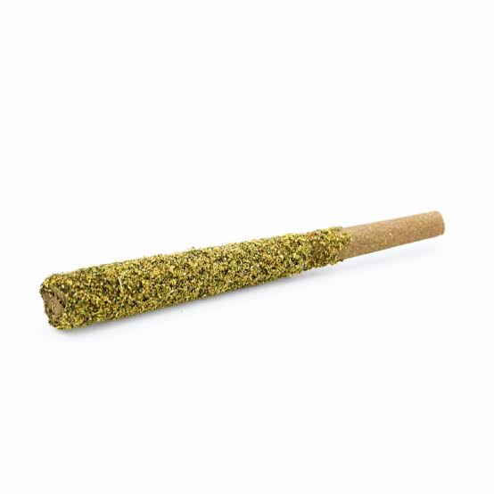 Single kief-coated pre-roll on a clean white background